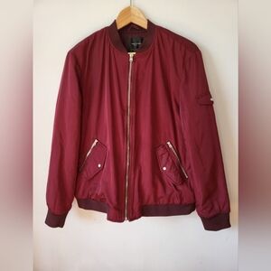 Like New ZARA TRAFALUC Outerwear Burgundy Lightweight Bomber Jacket